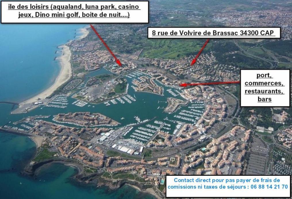 Cap D'Agde Studio Cabine 6 Pers. + Terrasse + Parking Prive + Clim Εξωτερικό φωτογραφία